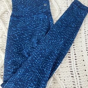 Lululemon Long Athletic Blue Patterned Leggings